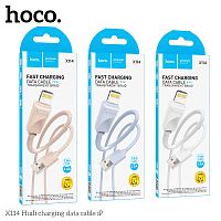 Кабель USB - 8 pin HOCO X114 Energy, 1.0м, круглый, 2.4А, ПВХ, цвет: голубой (1/31/310) (6942007647076)