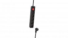Сетевой фильтр RITMIX RM-250K Black, удлинитель, 5 розеток, кнопка питания, кабель медный 2м, 16А, 3680Вт, с заземлением (1/20) (80004146)