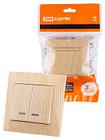 Выключатель 2 кл. с подсветкой 10А сосна , с/у, "Лама" (10/120) TDM (SQ1815-0305)