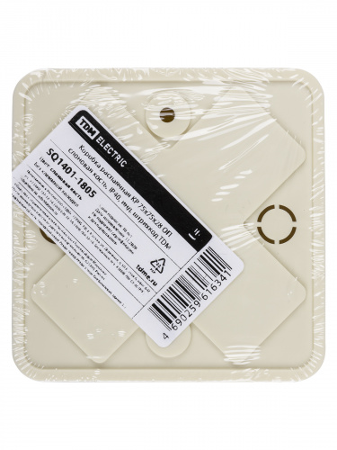 Коробка распаячная КР 75х75х28 ОП, сл. кость, IP40, инд. штрихкод TDM (80/80) (SQ1401-1805) фото 2 Коробка распаячная КР 75х75х28 ОП, сл. кость, IP40, инд. штрихкод TDM (80/80) (SQ1401-1805) фото 2