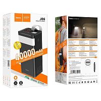Мобильный аккумулятор Аккумулятор внешний HOCO J86, Powermaster, 40000mAh, пластик, дисплей, 2 USB выхода, Type-C, QC3.0, PD3.0, 3,0А, цвет: чёрный (1/15) (6931474759214)