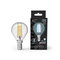 Лампа светодиодная GAUSS Filament Шар 13W 1150lm 4100К Е14 1/10/50 (105801213)