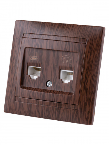 Розетка телефонная RJ11 + компьютерная RJ45 венге , с/у, "Лама" (10/120) TDM (SQ1815-0419) фото 5 Розетка телефонная RJ11 + компьютерная RJ45 венге , с/у, "Лама" (10/120) TDM (SQ1815-0419) фото 5