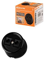 Розетка TDM двойная компьютерная RJ45 черная «Болонь» (1/72) (SQ1820-0251)