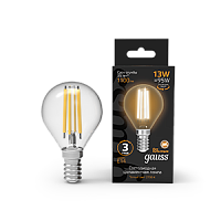 Лампа светодиодная GAUSS Filament Шар 13W 1100lm 2700К Е14 1/10/50 (105801113)