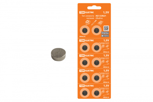 Элемент питания TDM AG1/LR621 Alkaline 1,5V BP-10  (1/200/4000) (SQ1702-0045)
