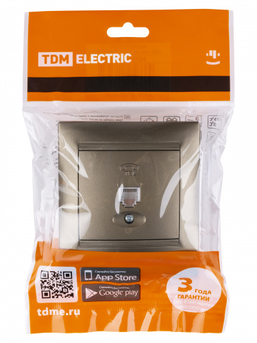 Розетка телефонная RJ11 бронза , с/у, "Лама" (10/120) TDM (SQ1815-0715) фото 2 Розетка телефонная RJ11 бронза , с/у, "Лама" (10/120) TDM (SQ1815-0715) фото 2