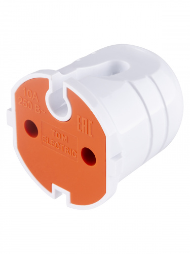 Кабельная розетка б/з белая с красной вставкой 10А 250B белая TDM (48/720) (SQ1806-0213) фото 5