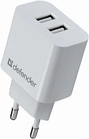 Блок питания сетевой 2 USB DEFENDER UPA-22, 2.1А, белый (1/50) (83580)