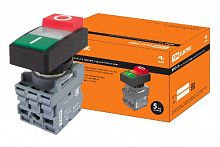 Кнопка двойная MPD13-11С (зеленая/красная-выступающая) (LED) d22мм/220В (I/O)  линза прозрачная TDM (SQ0747-0038)