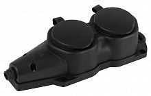 Колодка розеточная ЭРА KX-2e-B-IP44 с заземлением, каучук, 2 гнезда 16A IP44 черная (1/80) (Б0068451)
