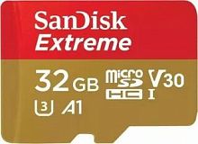 Карта памяти MicroSD  32GB  SanDisk Class 10 Extreme UHS-I A1 V30 U3 (100 Mb/s) без адаптера (SDSQXAF-032G-GN6MN)