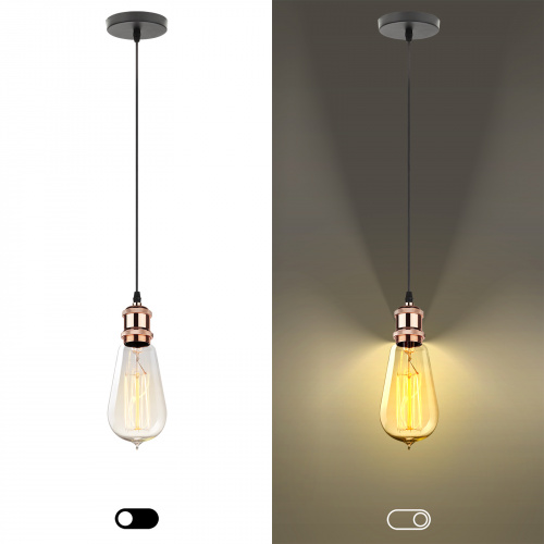 Cветильник ЭРА PL13 E27 - 1 RG подвес потолочный LOFT под лампу цоколь Е27 провод 1 м цвет розовое золото (60/360) (Б0048522) фото 3