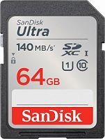 Карта памяти SDXC  64GB  SanDisk Class 10 Ultra UHS-I (140 Mb/s) (SDSDUNB-064G-GN6IN)