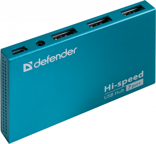 Разветвитель DEFENDER SEPTIMA SLIM 7 портов, USB 2.0(адаптер 2А) (1/50) (83505) фото 4