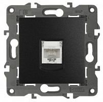 Розетка ЭРА, серии ЭРА Elegance, скрытой установки, RJ45, IP20, антрацит