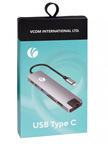 USB-концентратор Type-Cm -->HDMI A(f) 4K@30Hz+USB3.0+USB2.0+RJ45+TF+CD+PD,VCOM, Alum Shell, VCOM<CU4351> (1/100) фото 7