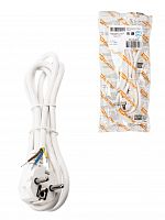 Шнур сетевой с вилкой ПВС 3x0,75мм2 1,5м с/з белый TDM (1/50) (SQ1305-0075)