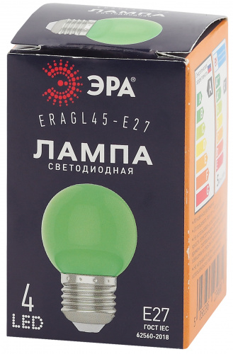 Лампа светодиодная ЭРА STD ERAGL45-E27 E27 / Е27 1Вт шар зеленый для белт-лайт (1/100) (Б0049574) фото 4