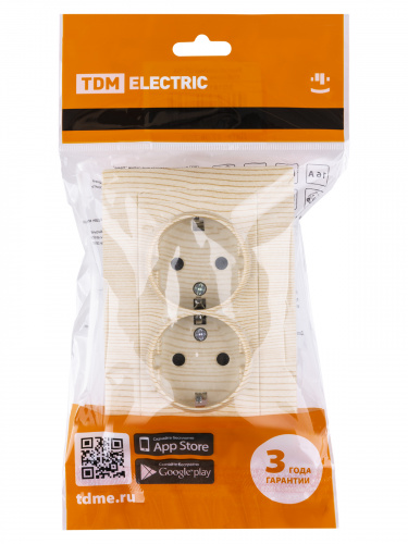 Розетка двойная 2П+З 16А 250В с защ. шт. сосна , с/у, "Лама" (6/72) TDM (SQ1815-0313) фото 2 Розетка двойная 2П+З 16А 250В с защ. шт. сосна , с/у, "Лама" (6/72) TDM (SQ1815-0313) фото 2