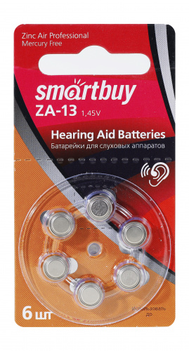 Элемент питания SMARTBUY ZA 13 BL6 (6/60/3000)  (SBZA-A13-6B)