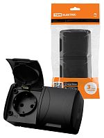 Розетка двойная 2П+3 открытой установки IP54 16А с крышкой графит "Селигер" TDM (5/60) (SQ1818-0314)