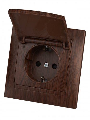 Розетка 2П+З 16А 250В IP44 с защ. шт. с крышкой венге , с/у, "Лама" (10/120) TDM (SQ1815-0414) фото 3 Розетка 2П+З 16А 250В IP44 с защ. шт. с крышкой венге , с/у, "Лама" (10/120) TDM (SQ1815-0414) фото 3
