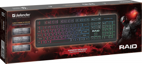 Клавиатура проводная игровая DEFENDER Raid GK-778DL RU, Rainbow,104 кнопки, черная (1/20) (45778) фото 3