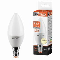 Лампа светодиодная WOLTA Свеча C37 10Вт 3000К 900лм Е14 1/50 (25YC10E14)