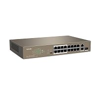 Коммутатор 16 портовый мегабитный неуправляемый PoE, TENDA TEF1118P-16-150W 16FE+2GE/1SFP Desktop Switch With 16-Port PoE (1/5)