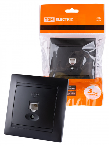 Розетка телефонная RJ11 графит , с/у, "Лама" (10/120) TDM (SQ1815-0615) Розетка телефонная RJ11 графит , с/у, "Лама" (10/120) TDM (SQ1815-0615)