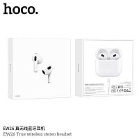 Наушники внутриканальные HOCO EW26, пластик, bluetooth 5.3, микрофон, цвет: белый (1/20/200) (6931474779236)