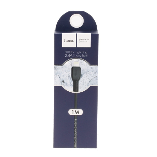Кабель USB - 8 pin HOCO X20, 1.0м, круглый, 2.1A, силикон, цвет: чёрный (1/30/300) (6957531068808)