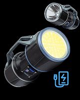 Фонарь КОСМОС светодиодный KOC901Lit прожектор аккум 10Вт +12Вт COB+кр/Li-ion18650 8000mAh/Powerbank/индикатор/USBС (1/24)