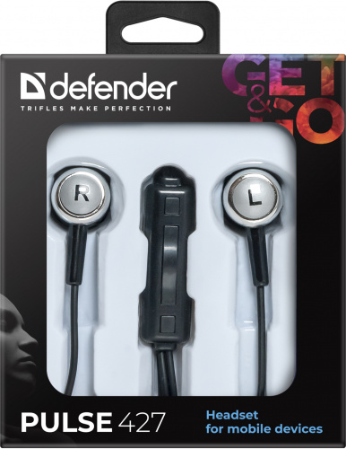 Наушники внутриканальные DEFENDER Pulse-427, вакуумная., шнур 1.2 м, черные (1/160) (63427) фото 7
