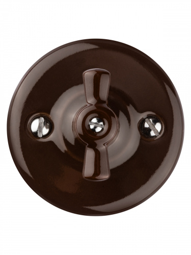 Выключатель фарфоровый поворотный перекрёстный с ручкой (бантик) 10А коричневый «Болонь» TDM (1/72) (SQ1820-0417) фото 5 Выключатель фарфоровый поворотный перекрёстный с ручкой (бантик) 10А коричневый «Болонь» TDM (1/72) (SQ1820-0417) фото 5