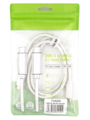 Кабель USB 3.1 Type Cm -- Cm IC 5А 10Gbs длина 1M, Telecom <TC420S> серебряный (1/150) фото 2 Кабель USB 3.1 Type Cm -- Cm IC 5А 10Gbs длина 1M, Telecom <TC420S> серебряный (1/150) фото 2