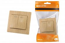 Выключатель скрытая установка, 2 кл. с подсветкой 10А "ЭКО" (сосна) "Таймыр" TDM (10/100) (SQ1814-0205)