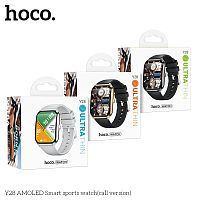 Смарт- часы HOCO Y28 AMOLED, 1.96, пластик, bluetooth 5.2, IP67, 200mAh, цвет: золотой (1/50) (6942007648493)