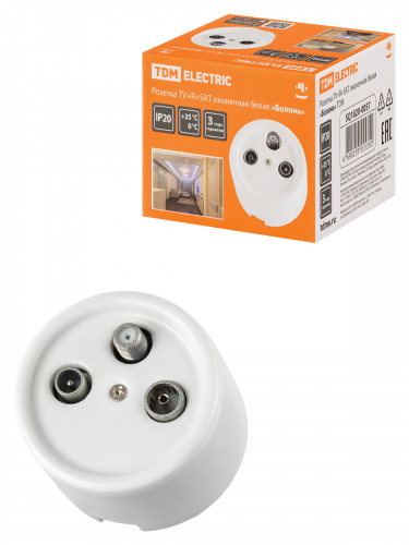 Розетка TV+R+ SAT оконечная белая «Болонь» TDM (1/72) (SQ1820-0057) Розетка TV+R+ SAT оконечная белая «Болонь» TDM (1/72) (SQ1820-0057)