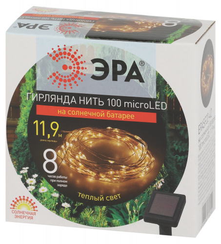 Гирлянда ЭРА ERASF22-42 садовая Нить на солнечной батарее теплый свет 100 microLED 10 м (1/24) (Б0053371) Гирлянда ЭРА ERASF22-42 садовая Нить на солнечной батарее теплый свет 100 microLED 10 м (1/24) (Б0053371)