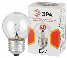Лампа ЭРА накаливания P45 40Вт Е27 / E27 230В шар прозрачный (1/100) (Б0066568)