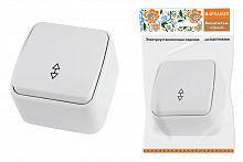 Переключатель на 2 направления 1-кл. открытой установки IP20 10А, белый "Дача" Народная (1/10/100) (SQ1824-0003)