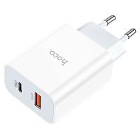 Блок питания сетевой 1 USB, 1 Type-C HOCO C97A, 3000mA, цвет: белый (1/30/180) (6931474766076)
