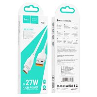Кабель USB - Type-C HOCO X93 Force, 1.0м, 3.0A, PD27Вт, пластик, цвет: белый (1/37/370) (6931474790675)