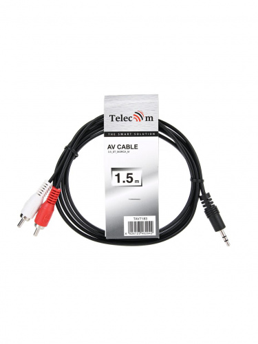 Кабель соединительный TELECOM 3.5 Jack (M) / 2xRCA (M), стерео, аудио, 1.5 м. (1/300) (TAV7183-1.5M) фото 3