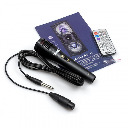 Колонка портативная Dialog Oscar AO-11, 26W напольная, RMS, Караоке c микрофоном, BT+FM+USB+SD+LED, черный (1/2) фото 8