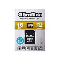 Карта памяти MicroSD  16GB  OltraMax Class 10 + SD адаптер (OM016GCSDHC10-AD)