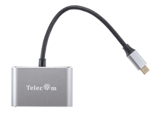 Концентратор-USB (хаб) USB 3.1 Type-C(M)--> HDMI+USB 3.0+PD+VGA Alum Grey 4K@30Hz, TELECOM<TUC055> (1/300) фото 3 Концентратор-USB (хаб) USB 3.1 Type-C(M)--> HDMI+USB 3.0+PD+VGA Alum Grey 4K@30Hz, TELECOM<TUC055> (1/300) фото 3