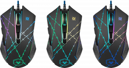 Мышь проводная игровая DEFENDER Forced GM-020L, USB,  6 кнопок, черный (1/40) (52020) фото 3